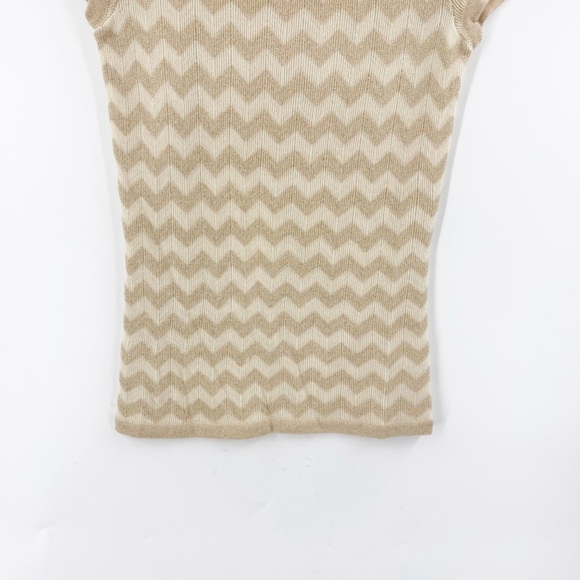 ✅ Lilly Pulitzer Sydney gold chevron zigzag short sleeve sweater top X-SMALL - Picture 7 of 7